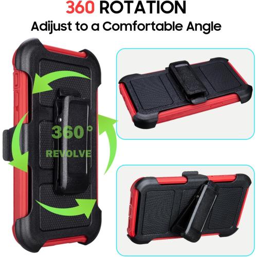 for iPhone 14 Phone Case with Belt Clip Holster Kickstand, Shockproof Heavy Duty Rugged, 2 Layers of Sturdy, Cases for iPhone14, for Protective i Phone Case 14 Defender Red