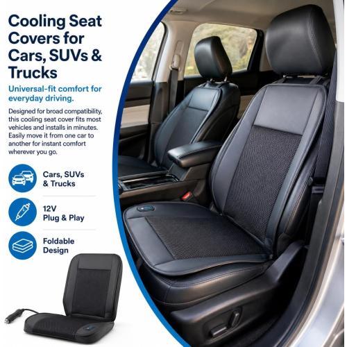 Cooling Car Seat Cover – Ventilated Car Seat Cooler with 10 Turbo Fans & Wired Remote, 3-Speed Cooling Seat Cushion, Universal Fit Car SUV Truck, Breathable 3D Mesh Leather