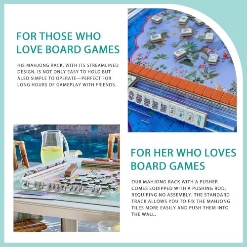 Mahjong Rack Pusher Set, Mahjong Racks with Pushers, 4PCS Acrylic Clear Mahjong Racks, 4 Transparent Acrylic Mahjong Rack, Mahjong Accessories