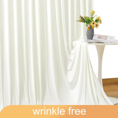 10ft x 10ft Ivory Backdrop Curtain for Wedding Ivory Wrinkle Free Backdrop Drapes Panels for Parties Baby Shower Bridal Shower Birthday Photo Photography Polyester Fabric Background Decoration