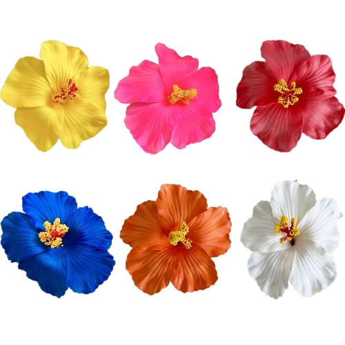 Hawaiian Hibiscus Flower Hair Clips for Women Girls - 6 Pcs Artificial Tropical Flower Hair Barrettes, Beach Vacation Party Hair Accessories