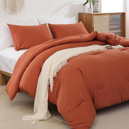 Queen Comforter Set Burnt Orange 68x88