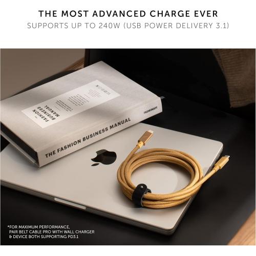 Native Union Type-C Belt Cable Pro - 240W USB-C to USB-C 8ft Ultra-Strong Charging Cable with Leather Strap Compatible with iPhone Air, 17 Pro Max, MacBook Pro 14/16 M4, Air 15 M3 (Zebra)