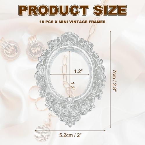uxcell 10pcs Vintage Resin Picture Frames, Mini Tiny Photo Frame Rectangle Jewelry Display Prop for DIY Table Top Photography Wedding Decor, Silver, 1.3 x 1.1