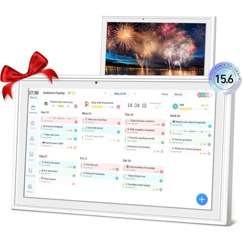 Digital calendar, 15.6 Inch Wifi Digital Calendar Chore Chart, 1920 * 1080P Full HD Touch screen Display for Family Meal Planner,Schedules, Photos, and Family Organization (15.6 inch)