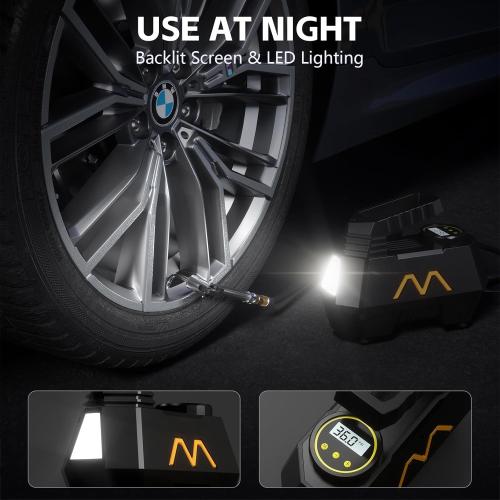 Tire Inflator Portable Air Compressor, Air Pump for Car Tires, 12V DC-Powered Auto Pump with Digital Pressure Gauge, Emergency LED Light - Car Accessories for Car, Motorcycles, Bicycle, Ball, Balloons