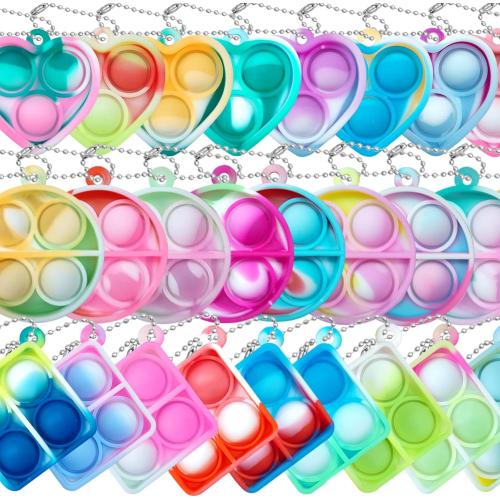 ONKULL Pop Fidget Keychain 30 Pack ,Mini Fidget Toys Bulk ,Sensory Toys for Kids ,Party Favors for Kids 4-8,8-12 Year ,Back to School Gifts for Classroom ,Birthday Goodie Bags Stuffers
