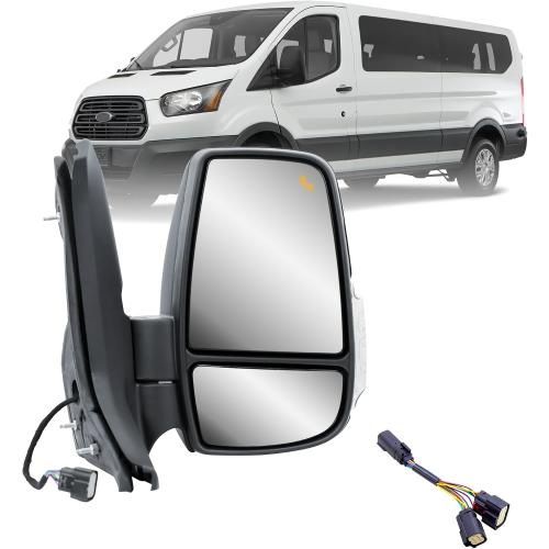 Replacement Passenger Right Side Mirror Power Mirror and Heated with BLIS (Blind Spot Sensor) and Indicator Manual Folding Fit Ford Transit 150 250 350 from 2015 to Onward