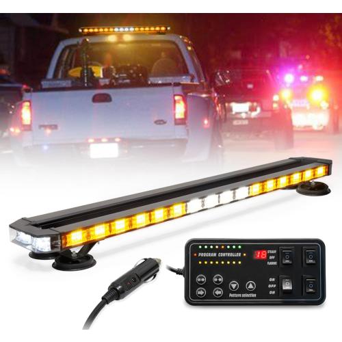 LUMENIX 38 Inch 216 LED Rooftop Strobe Emergency Lights Bar w/Controller Amber Warning Flashing Traffic Lightbar and White Alley Take Down Light for Construction Vehicles Towing Work Trucks Snow Plow
