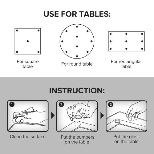 X-Protector Glass Table Top Bumpers - 20 PCS 1.2 Glass Table Top Pads | Non-Adhesive Clear Rubber Glass Table Top Grippers - Anti Slip Glass Table Protector to Keep Glass Table Top from Sliding!