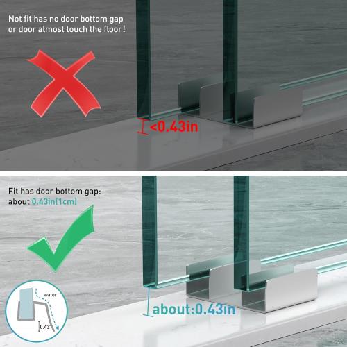Sliding Shower Door Bottom Seal, 2 PCS 3/8 x 36 Sliding Shower Door Sweep for 3/8Inch Glass, Frameless Glass Door Seal Strip Stop Shower Leaks and Create a Water Barrier