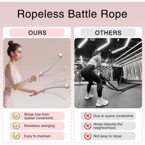 2PCS Weighted Ropeless Battle Ropes, 3.5 lbs in total, Heavy Duty Workout Rope for Home Gym with Training Poster, Portable Workout Rope for Strength Training, HIIT, Cardio, Non-Slip Grip, Fitness Equipment for Men & Women