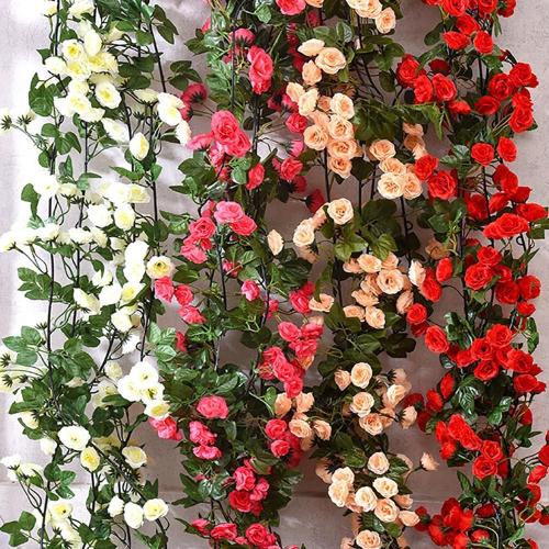 10PCS Fake Rose Garland, 7.5Ft Artificial Vines Flowers Hanging Rose Vine forfor Table Wedding Backdrop Arch Wall Party Mantle Festival Decor