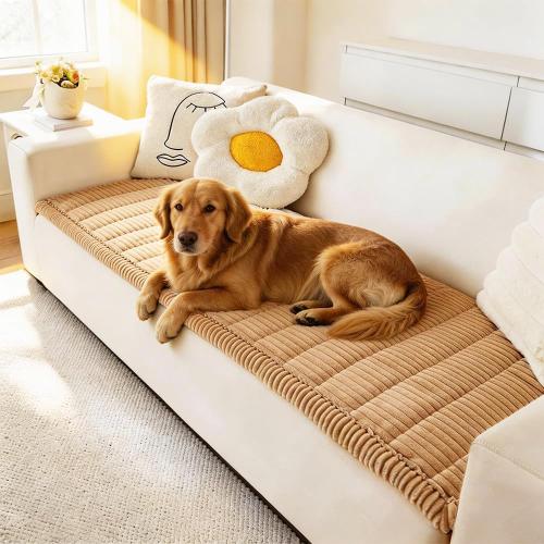 Awjcsv Couch Cover for Dogs Washable, Fuzzy Pet Couch Covers for 3 Cushion Sofa Pet Friendly, Non Slip Sofa Cover (Light Brown, 27.6 X 70.9/70 X 180cm)