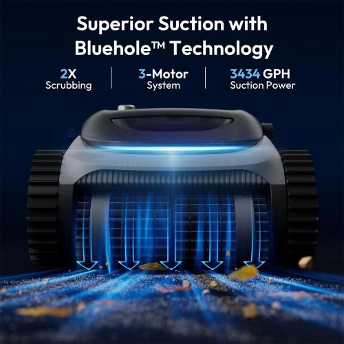 700 C10 Pool Cleaner Robot, Cordless Pool Vacuum w/Superior Suction, Triple Motors, Smart Navigation, APP Control Wall/Waterline, 140-Min Runtime for Inground Pools up to 861 Sq.Ft (Space Grey)