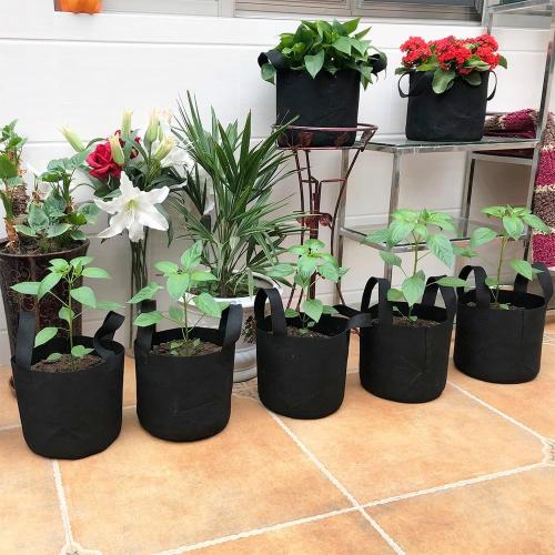 Size 5 gallon JERIA 24-Pack 5 Gallon Nonwoven Grow Bags, Plant Grow Bags，Heavy Duty Aeration Fabric Pots with Durable Handles, Come with 24 Pcs Plant Labels