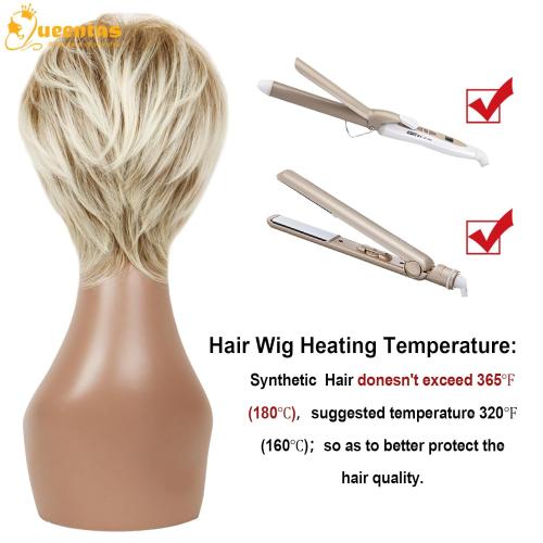 QUEENTAS Pixie Layered Short Blonde Wigs for White Women Black Women Synthetic Hair (Blonde Mixed Brown)