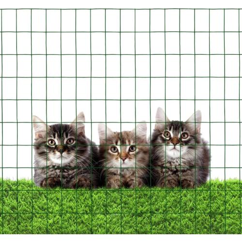 Green PVC Coated Welded Wire Mesh Garden Economy Fence 24 Inch x 50 Foot-3 Inch x 2 Inch 16GA