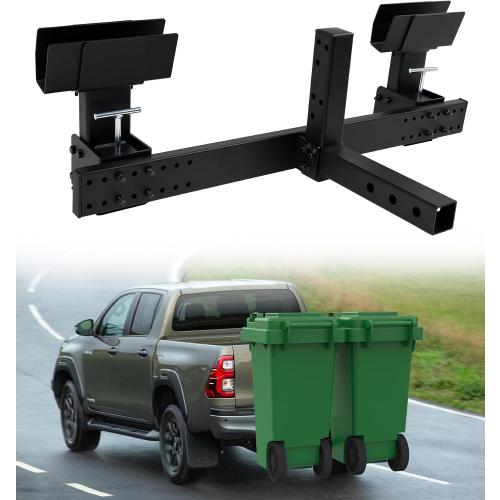 Black ELITEWILL Dual Trash Can Hauler Allowing Backing-up High-Loading Garbage Can Towing Hitch Carrier Fit for Vehicle/Cars/Trucks/Golf Carts/ATV/UTV with 2 Hitch Receiver