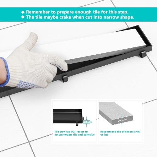 Neodrain 48 in Matte Gold Linear Shower Drain with 2-in-1 Flat & Tile Insert Cover, 304 Stainless Steel Rectangle Shower Floor Drain,Floor Shower Drain