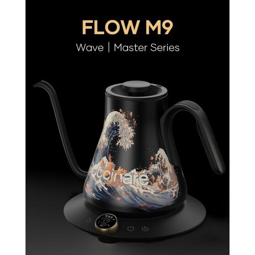 Cocinare FLOW M9 Electric Gooseneck Kettle, ±1℉ Temperature Control for Pour-over Coffee & Tea, Stainless Steel Interior, Quick Heating for Boiling Water (Wave)