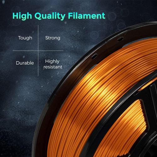 FLASHFORGE 3D Printer Filament, Silk Filament 1.75mm, 1KG Spool (2.2lbs), Dimensional Accuracy  /- 0.02mm for FDM 3D Printers, Silk Texture & Ultra-High Glossiness (Copper)