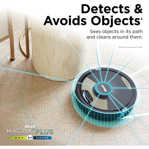 Shark Robot Vacuum & Mop Combo, Powerful Suction, Matrix Plus, 60-Day Debris Capacity, HEPA Bagless Self Empty Base, Sonic Mopping, Home Mapping for Pet Hair - Carpets & Hardfloor, AV2610WA