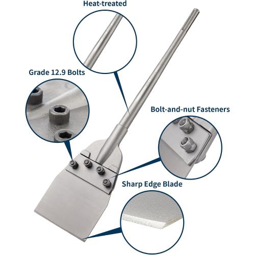 SDS Max Floor Scraper, Firecore 6 Inch SDS Max Thinset Removal Chisel Bits Scaling Chisel Tool for Rotary Hammer Drill, Steel Shovel Bits for Removing Vinyl Flooring VCT Tiles Linoleum Concrete Mortar