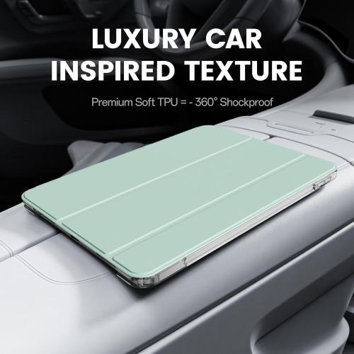 Case for iPad Air 11 inch M3/M2(2025/2024), iPad Air 5th/4th Generation (2022/2020) 10.9 inch with 2-in-1 Sliding Detachable Clear Cover, Protective Soft TPU Frame, Auto Wake/Sleep(Green)