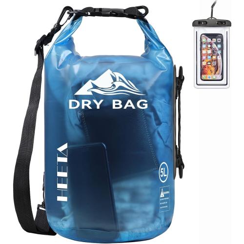 HEETA Dry Bag Waterproof Backpack with Phone Case 5L/10L/20L/30L/40L | Roll Top Lightweight Dry Storage Bag for Women Men, Travel Boating Kayaking Paddle Board Camping Beach Essentials Accessories