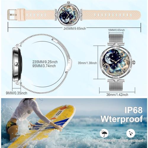 GADIXY Smart Watches for Women(Make/Answer Call) with Diamond:1.1 AMOLED Small Screen Fitness Tracker for HR/BP/SpO2/Sleep Monitor,Digital Running Smartwatch for Android/iOS (Silver)