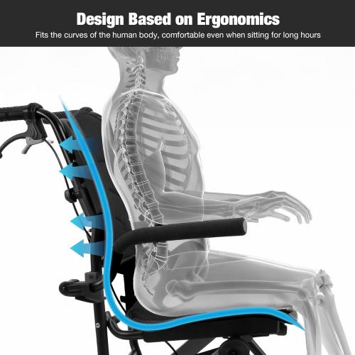 Wheelchairs for Adults,Transport Wheelchair Lightweight Foldable with Removable Cushion,Transport Chair,Ergonomic Travel Wheelchair with Telescopic Handle,Gifts for Grandpa,Black