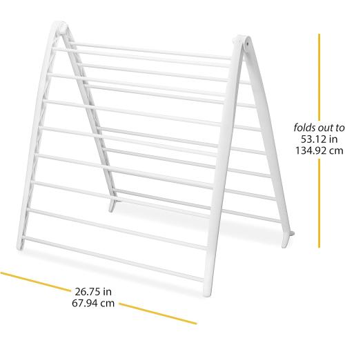 White Whitmor Spacemaker Folding Drying Rack, Freestanding Indoor Clothes Dryer, Space Saving Compact Design, 6L x 26W x 51.5H, White