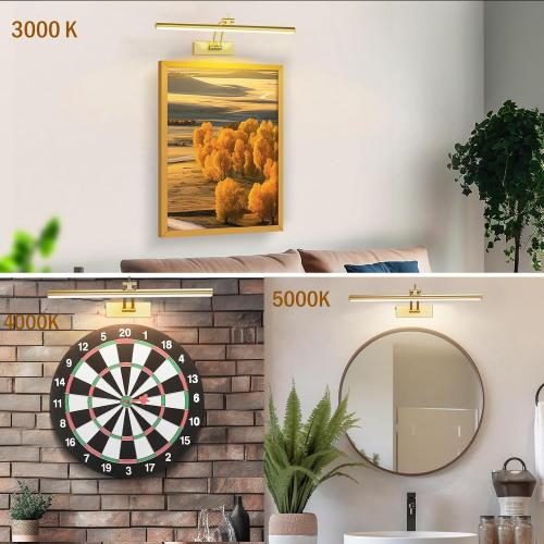 4 Pack Picture Light Battery Operated for Wall, 16 Wireless Art Lighting for Painting, 6 Colors Picture Frame Lights with Remote, Dimmable 5200mAh Gallery Light, Gold