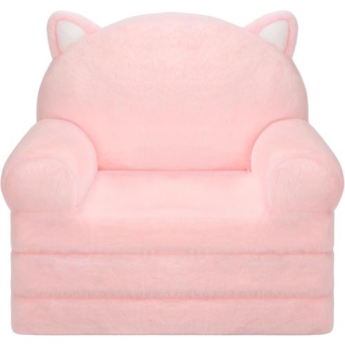 Color Pink MONKISS Kids Couch, Comfy Toddler Chair, 2 in 1 Fold Out Kids Sofa to Lounger, Baby Sleeper Chair, Toddler Furniture, Birthday Gifts for Girls, 18  Months, Pink