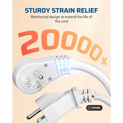 DEWENWILS 360° Rotating Flat Plug Extension Cord, 15FT Extension Cord Rotating Plug, 3 Prong 16/3C Grounded Flat Power Cable for Indoor Narrow Space, 13A/125V/1625W SJT-3, ETL Listed, White