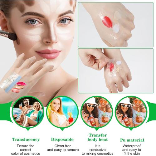 100 Pieces Makeup Mixing Palette Set Single Use Waterproof Makeup Mixing Palette Tape Disposable Foundation Mixing Tray Adhesive Artist Must Cosmetic Transparent Tape for Women(100, 8x8cm)