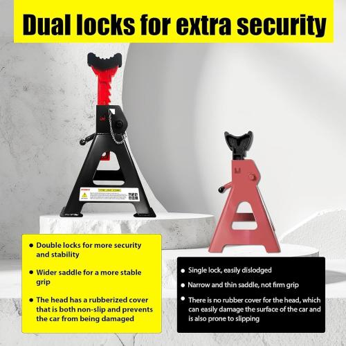 YATOINTO Jack Stands 3 Ton (6,600 LBs) with Double Pin Locking, Car Jack Stand 11.22-16.54 Adjustable with Rubber Pads, Jack Stands for Trucks,Home,Garage, SUV, Pickup,Car,UTV/ATV,1 Pair