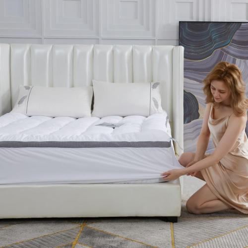 Queen Size Mattress pad inch 60*80 inches Stretchable Pockets, Soft Pillow Top Mattress Pad for Back Pain Relief with Breathable Air Mesh Sides