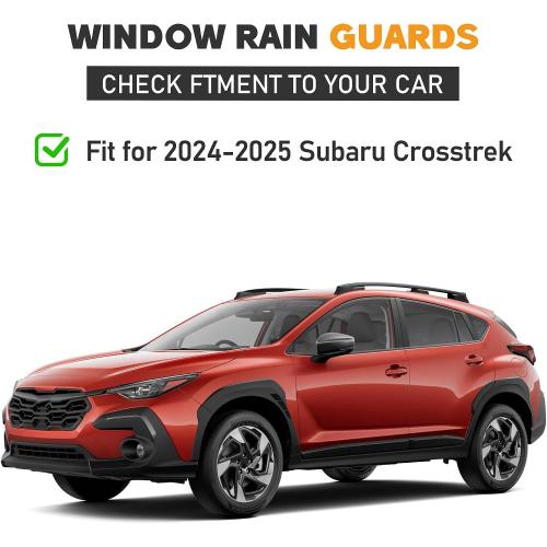 Shatterproof Taped-On Window Deflectors for Subaru Crosstrek 2024 2025 with Black Trim, Rain Guards, Window Visors for Cars, Vent Deflector, 4pcs