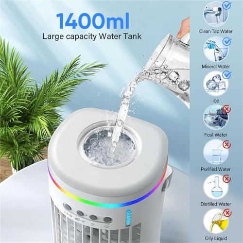 Portable. Portable Air Cooler Cooling Fan Air Conditioner Fan With 7 Colors Light USB Powered .Tabletop
