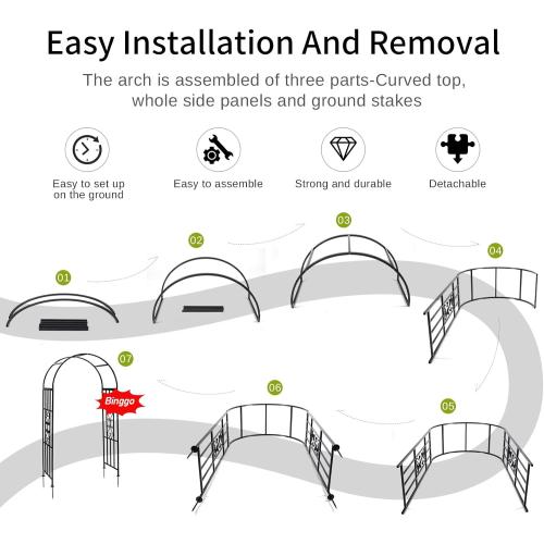 Arbors, Curved Metal Endurable Iron Trellis Plants Stand Use for Outdoor Garden Arbor Climbing Plants Wedding Arches Ceremony