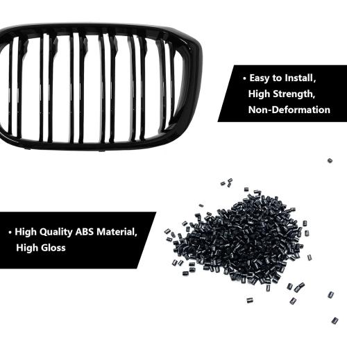 Rongxu X3 G01 Gloss Black Grille For 2018-2021 BMW X3 G01 2019-2021 X4 G02 Grill, Fit for 30i xDrive/M40i xDriver Double Slat Front Kidney Bumper Hood ABS Grille Insert Replacement, 2PCS