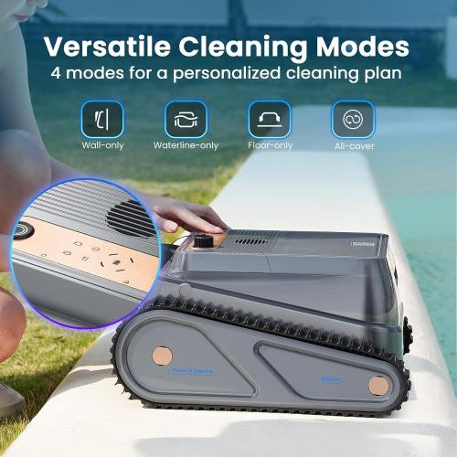 Color Dark Grey U8 Cordless Robotic Pool Cleaner, Pool Vacuum for Inground Pools, Wall & Waterline Cleaning, 150min Battery Life, Intelligent Route Planning, for Pools up to 2,000 Sq.ft (Dark-Grey)