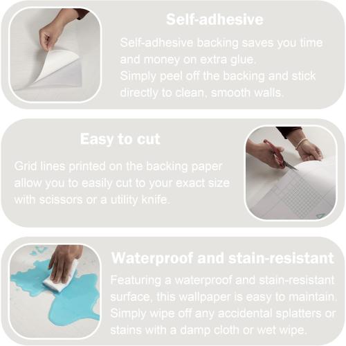 Peel and Stick Wallpaper, Grasscloth Textured, 24 x 394, Self-Adhesive Vinyl Linen Embossed Contact Paper for Walls, Cabinets, Bedroom (Ivory White)