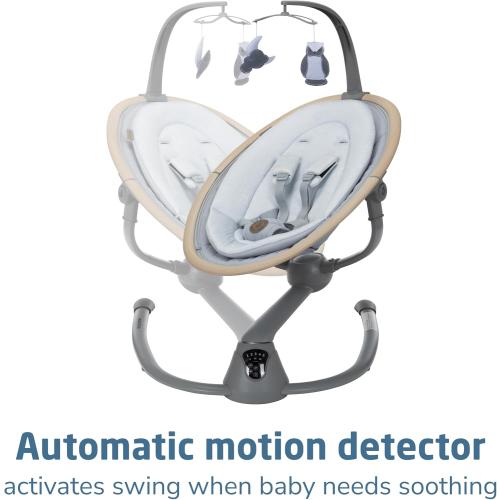 Maxi-Cosi Cassia Smart Baby Swing for Infants, Portable, Foldable Infant Swing with Music, 360 Rotation, 5 Speeds, 12 Melodies, EcoCare Fabric, Auto Motion Sensor, 2 Reclines, Classic Slate MAY HAVE MISSING ACCESSORIES PIECES