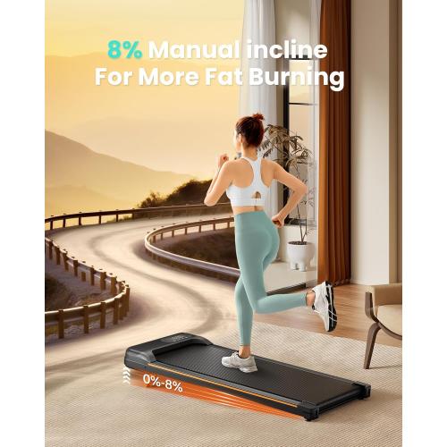 Walking Pad, Under Desk Treadmill with Incline for Home Office 2.5HP Portable Walking Treadmill with 265 Lbs Weight Capacity Walking Machine, Remote Control, LED Display