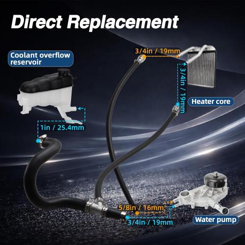 EVRBUL HVAC Heater Hose Assembly Inlet & Outlet, Engine Heater Coolant Hose with Set Upgraded Steel Connector, Compatible with Cadillac Chevrolet GMC 2007–2013, Replaces# 22884219, 15834772, 15200960
