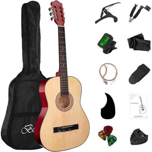 Acoustic Guitar 38 Wood Guitar with starter kit-Travel Gig Bag, Tuner,guitar pick with Beginner Set for Kids/Adults -Natural