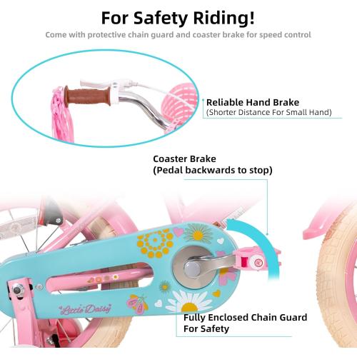 JOYSTAR 12 14 16 Inch Kids Bike with Training Wheels Girls Bike with Doll Seat Basket & Streamers Kids Bicycle for Girls 2-7 Years Toddler Girl Bikes